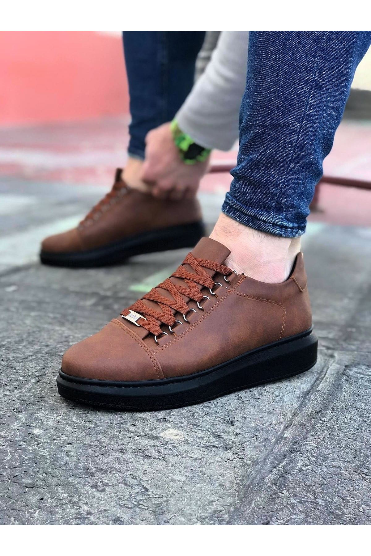 0000796-wagoon-wg08-taba-komur-duz-erkek-casual-ayakkabi.jpeg Taba Kömür Düz Erkek Casual Ayakkabı - Görsel 1
