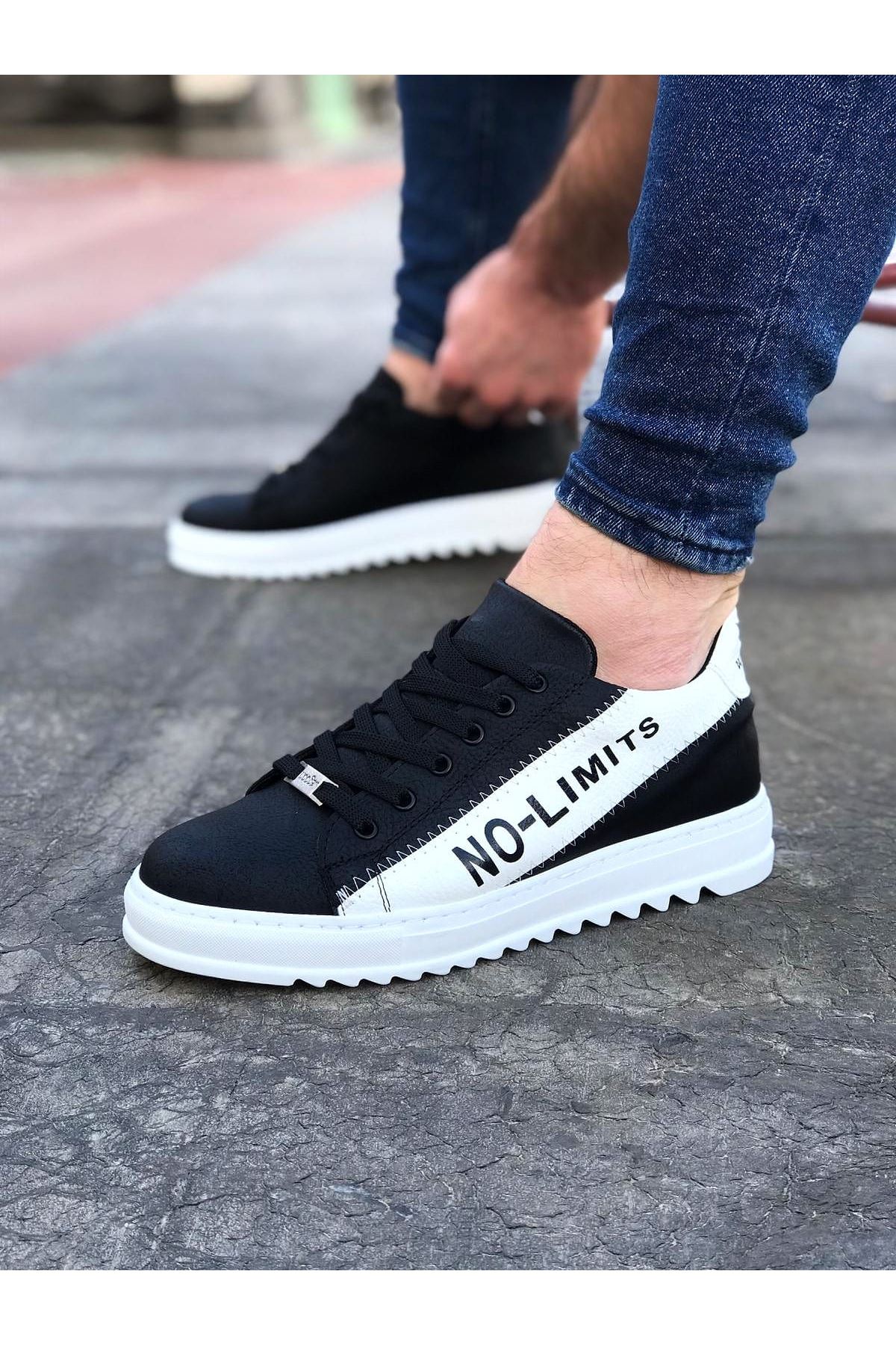 0000907-wagoon-wg027-siyah-beyaz-no-limit-erkek-casual-ayakkabi.jpeg Siyah Beyaz No Limit Erkek Casual Ayakkabı - Görsel 1