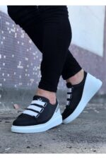 Siyah Beyaz Kalın Taban Casual Erkek Ayakkabı - Görsel 3