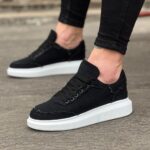 Siyah Kot Kumaş Erkek Casual Ayakkabı