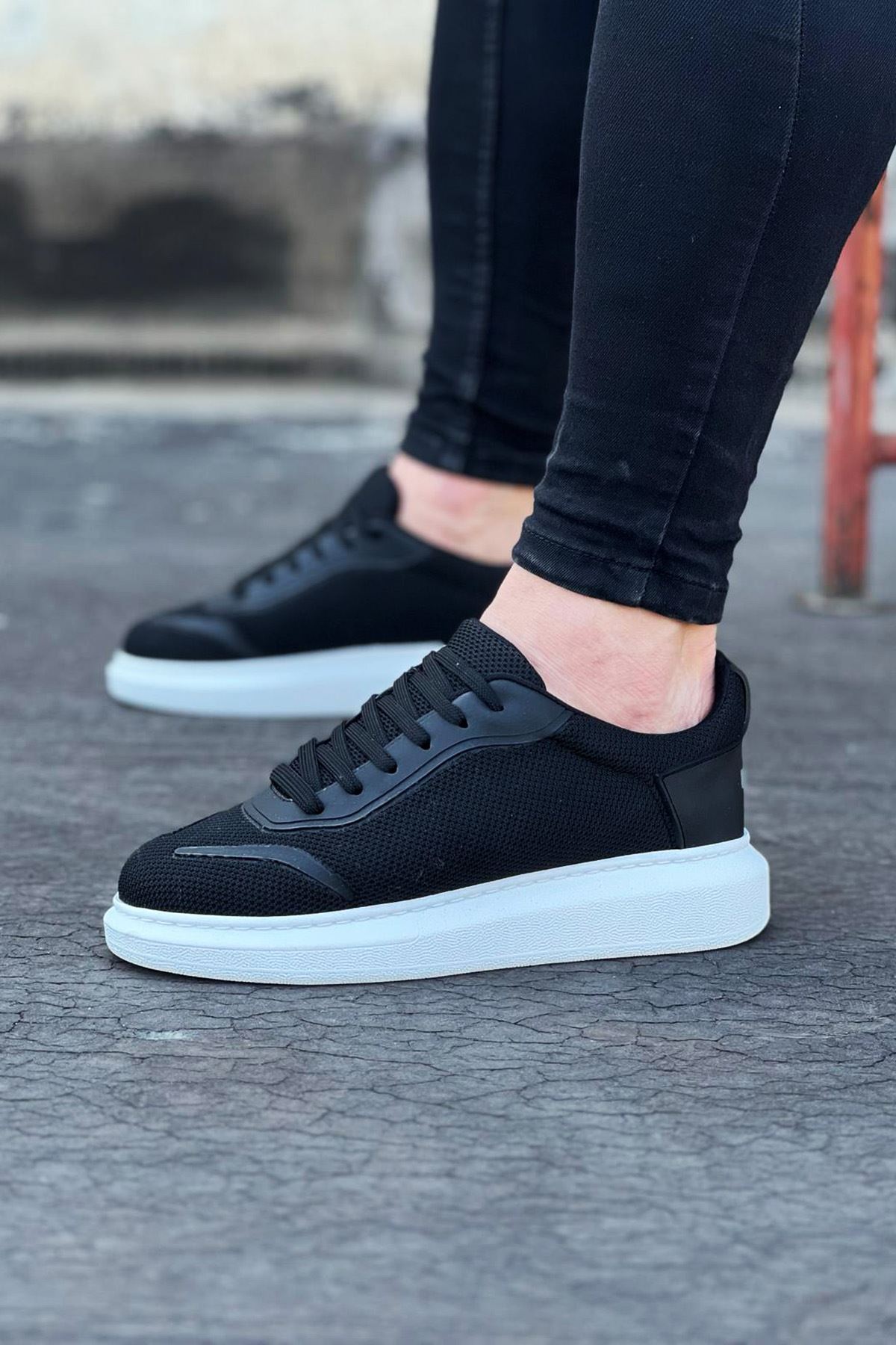 0002918-wagoon-wg019-siyah-triko-erkek-casual-ayakkabi.jpeg Siyah Triko Erkek Casual Ayakkabı - Görsel 1
