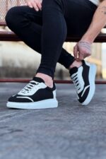 Siyah Beyaz Triko Erkek Casual Ayakkabı - Görsel 2