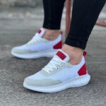 Beyaz Kırmızı Triko Erkek Spor Ayakkabı