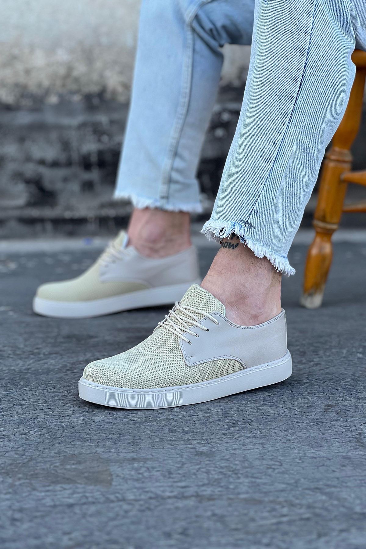 0003174-wagoon-wg016-bej-triko-erkek-casual-ayakkabi.jpeg Bej Triko Erkek Casual Ayakkabı - Görsel 1