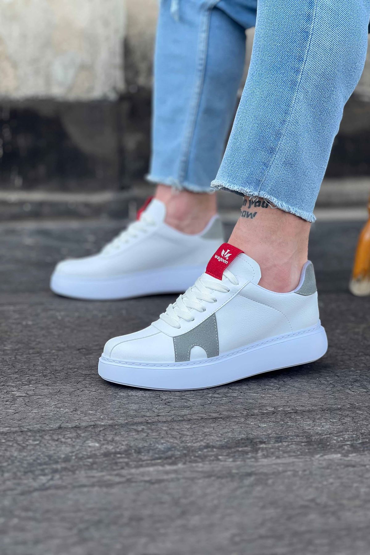 0003286-wagoon-wg040-beyaz-gri-erkek-casual-ayakkabi.jpeg Beyaz Gri Erkek Casual Ayakkabı - Görsel 1