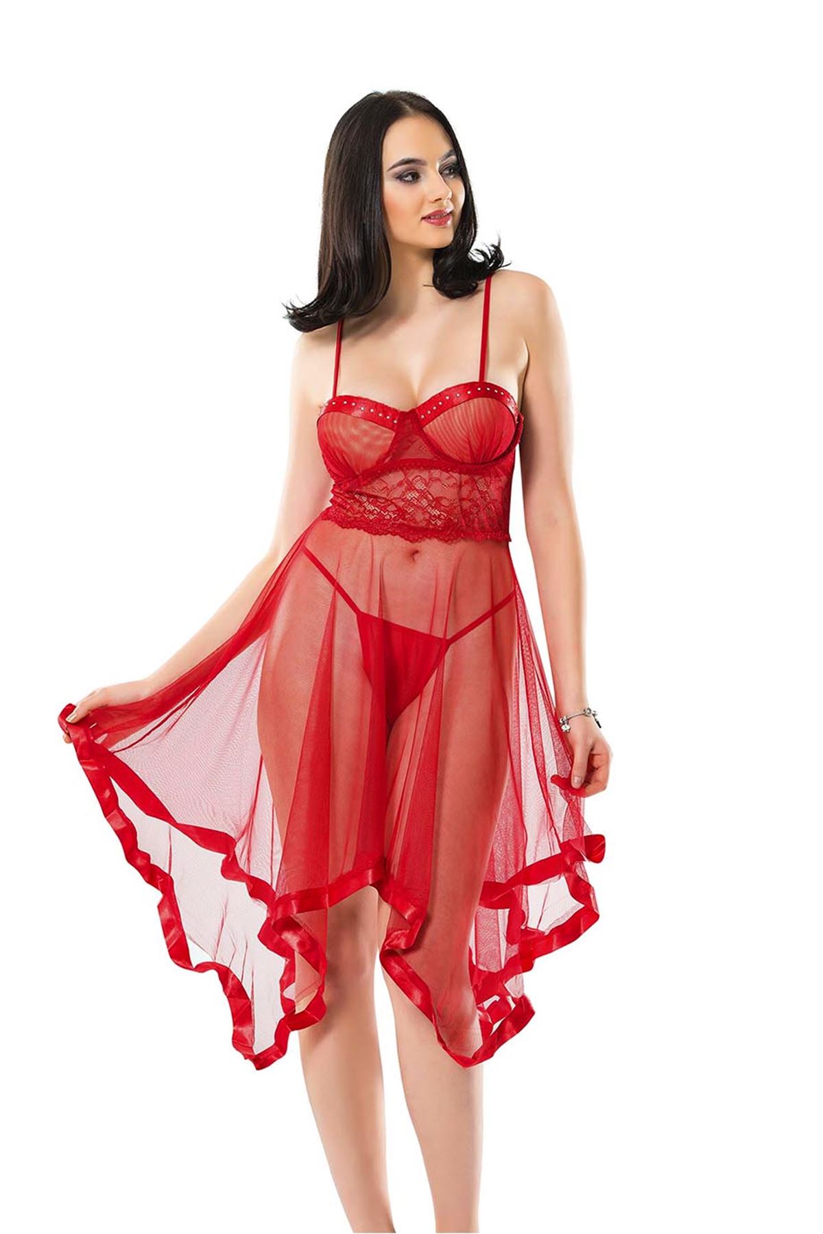 0010669-kirmizi-petli-tul-sifon-gecelik-229.jpeg Kırmızı Petli Tül Şifon Gecelik - Görsel 1