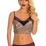 Vizon Saten Dantelli Babydoll Şortlu Takım