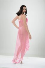 Pembe Petli Tül Şifon Gecelik - Görsel 3