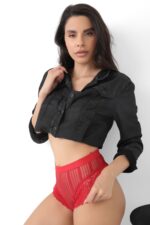 Kırmızı Kadın Çizgili Külot Veronica-K1009