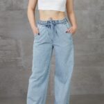 Kadın Beli Lastikli Rahat Kesim Kot Pantolon