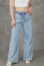 Kadın Beli Lastikli Rahat Kesim Kot Pantolon - Görsel 2