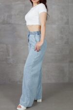 Kadın Beli Lastikli Rahat Kesim Kot Pantolon - Görsel 6