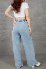 Kadın Beli Lastikli Rahat Kesim Kot Pantolon - Görsel 4