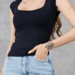 Kadın U Yaka Kısa Kol Likralı Body