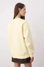 3 iplik şardonlu bisiklet yaka sweatshirt sarı - Görsel 2