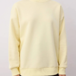 3 iplik şardonlu bisiklet yaka sweatshirt sarı