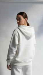 3 iplik şardonlu kapşonlu hoodie frm beyaz p510437 - Görsel 2