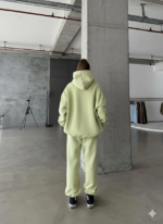 3 iplik şardonlu kapşonlu sweatshirt mint p510436 - Görsel 2