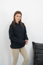 3 iplik şardonlu kapşonlu swetshirt lacivert md63 - Görsel 5