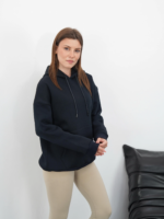 3 iplik şardonlu kapşonlu swetshirt lacivert md63 - Görsel 3