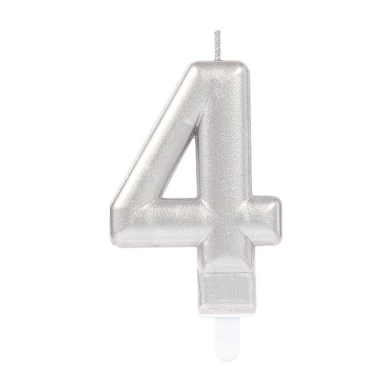 4-rakam-mum-gumus-renk-2041-1.jpg 4 Rakamı Gümüş Renk Parlak Pasta Mumu - 10 cm - Görsel 1