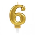 6 Rakamı Altın Sarısı Parlak Pasta Mumu - 10 cm