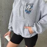 3 iplik şardonlu oversize kafa baskılı sweat gri