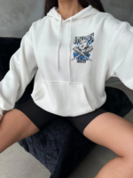 3 iplik şardonlu oversize kafa baskılı sweat beyaz - Görsel 5