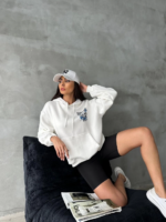 3 iplik şardonlu oversize kafa baskılı sweat beyaz - Görsel 3