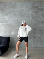 3 iplik şardonlu oversize kafa baskılı sweat beyaz - Görsel 4
