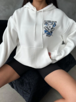 3 iplik şardonlu oversize kafa baskılı sweat beyaz - Görsel 2