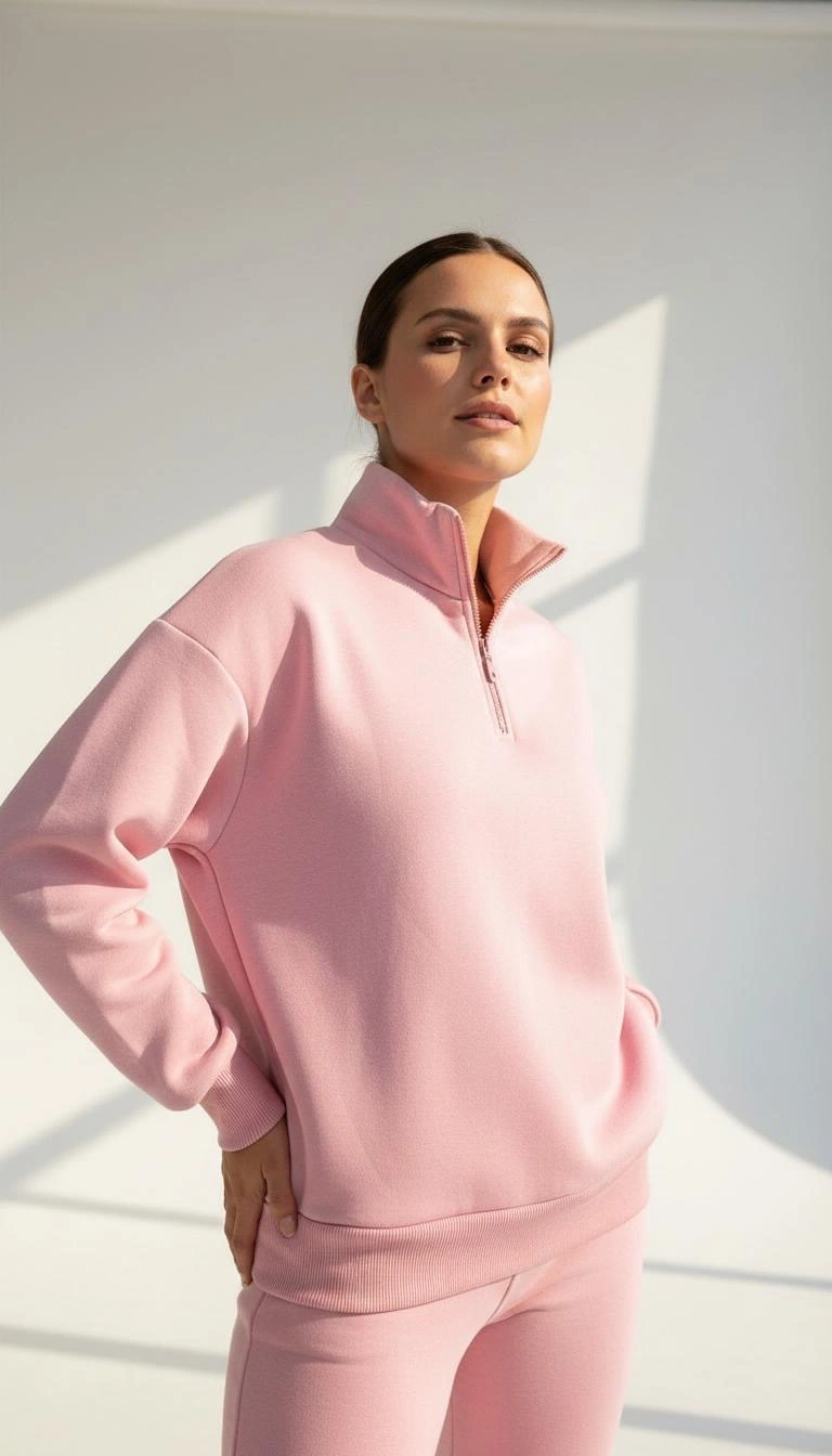 692f38e1e33e2-71059650-sw768sh1344.png 3 iplik Şardonlu yarım fermuarlı sweatshirt somon - Görsel 1