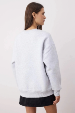 3 iplik şardonlu bisiklet yaka sweatshirt gri - Görsel 2