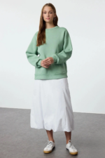 3 iplik şardonlu bisiklet yaka sweatshirt mint - Görsel 3