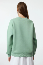 3 iplik şardonlu bisiklet yaka sweatshirt mint - Görsel 2