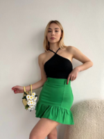Altı fırfırlı etek yeşil s24817 - Görsel 3