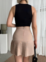 Altı pliseli mini etek - Görsel 3