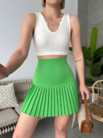 Altı pliseli mini etek yeşil s24705 - Görsel 4