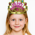 Altın Renk Happy Birthday Yazılı Ayarlı Doğum Günü Tacı