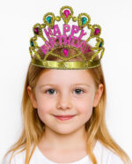 Altın Renk Happy Birthday Yazılı Ayarlı Doğum Günü Tacı