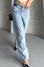 Baggy kar yı buz mavi jeans pantolon - Görsel 2