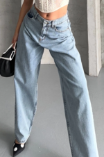 Baggy kar yı buz mavi jeans pantolon - Görsel 5