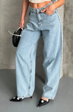 Baggy kar yı buz mavi jeans pantolon - Görsel 4