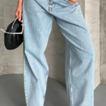 Baggy kar yı buz mavi jeans pantolon