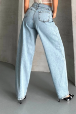 Baggy kar yı buz mavi jeans pantolon - Görsel 3