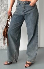 Baggy kar yı eskitme kahve jeans pantolon - Görsel 4
