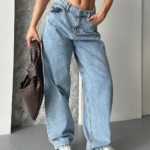 Baggy kar yı orta mavi jeans pantolon