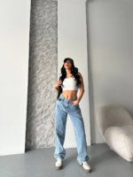 Baggy kar yı orta mavi jeans pantolon - Görsel 2