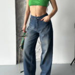 Baggy süper taş bıyık yı kahve tint jeans pantolon