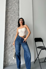 Baggy süper taş bıyık yı koyu mavi jeans pantolon - Görsel 4